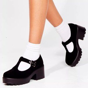 Faux suede T-Bar Mary Jane (US7)